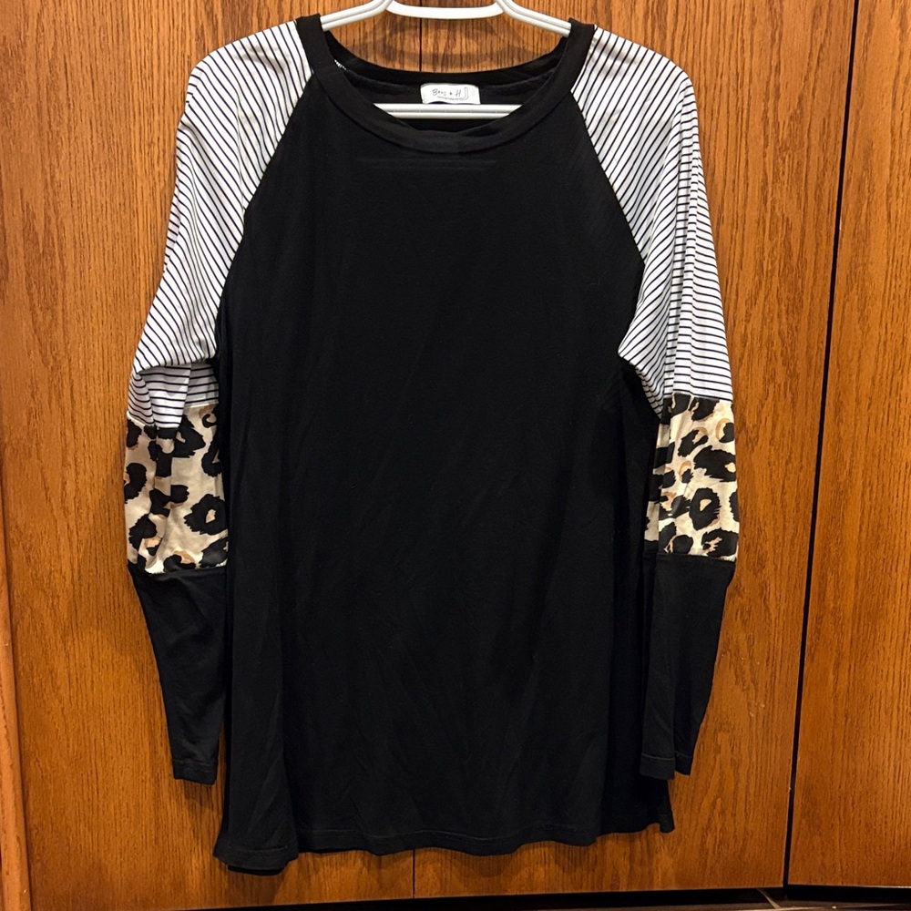 Black and Leopard Print Women's Top